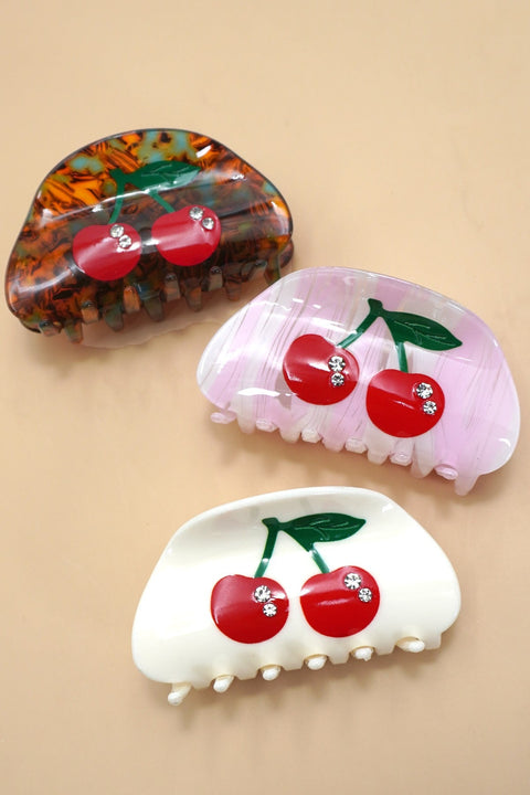 CHERRY OVAL HAIR CLAW CLIPS | 40H886