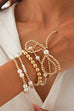 MULTI LAYER BALL CHAIN BEAD PEARL BOW BRACELET | 40B5135