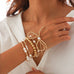 MULTI LAYER BALL CHAIN BEAD PEARL BOW BRACELET | 40B5135