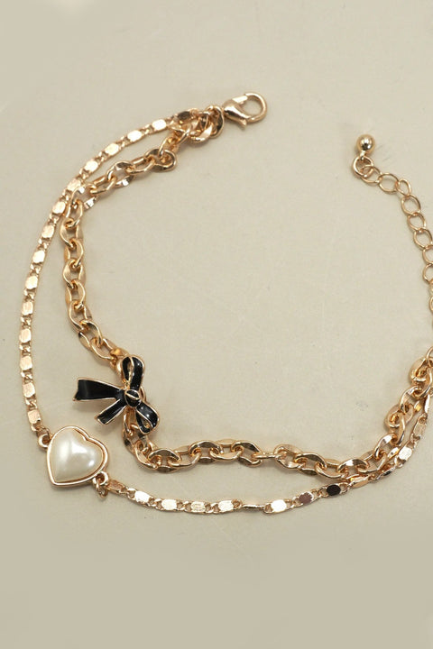 CHARM BRACELET-MULTI LAYER EPOXY  BOW PEARL CHARMS | 80B1316