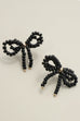 DOUBLE BEADED BLACK PEARL BOW EARRINGS | 80E06277