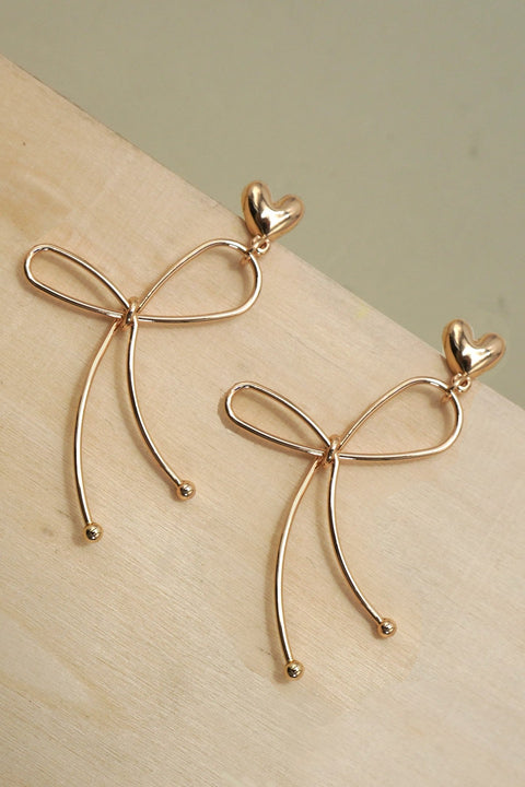 LONG WIRE DROP BOW EARRINGS | 80E06281