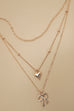 MULTI LAYER BOW HEART CHARM DROP NECKLACE | 80N91464