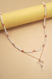 DOUBLE LAYER PEARL GOLD CHAIN BOW CHARM NECKLACE | 80N91473