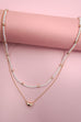 DOUBLE LAYER PEARL GOLD CHAIN BEAN CHARM NECKLACE | 80N91459