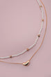 DOUBLE LAYER PEARL GOLD CHAIN BEAN CHARM NECKLACE | 80N91459