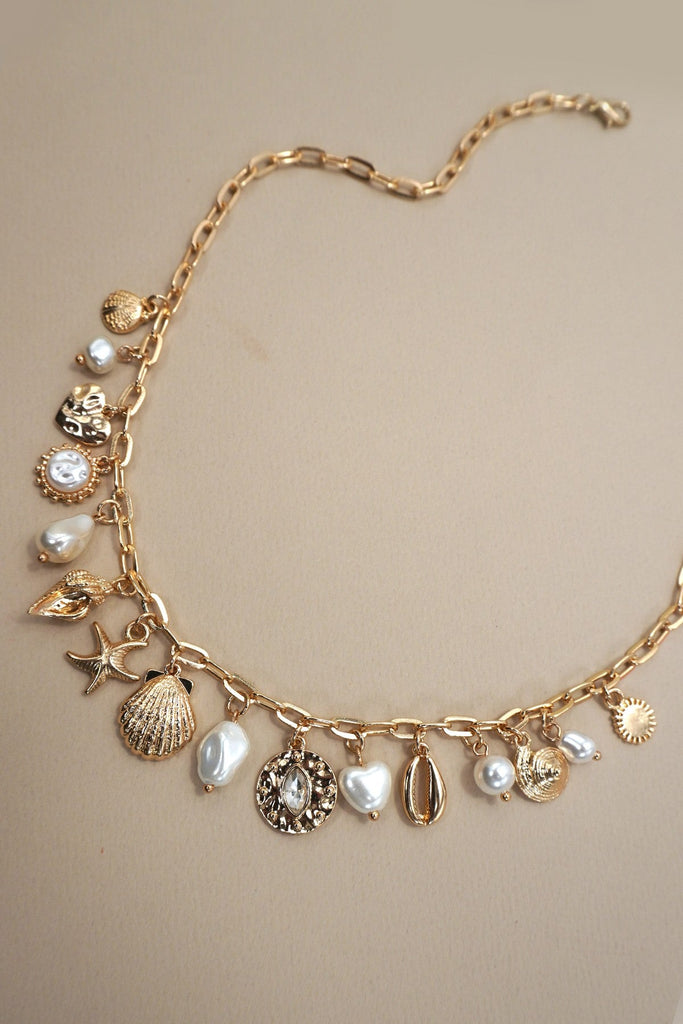 CHARM NECKLACE-SEA SHELL STARFISH PEARL CHARM | 80N91467