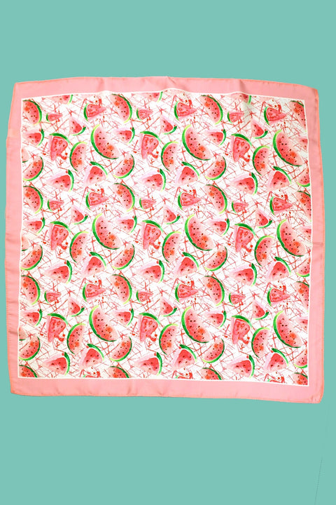 WATERMELON PRINT SILKY FEEL BANDANA SCARF | 40SC635