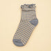 Vintage Gingham Plaid Lettuce Trim Crew Socks | 40S02098