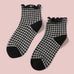 Vintage Gingham Plaid Lettuce Trim Crew Socks | 40S02098