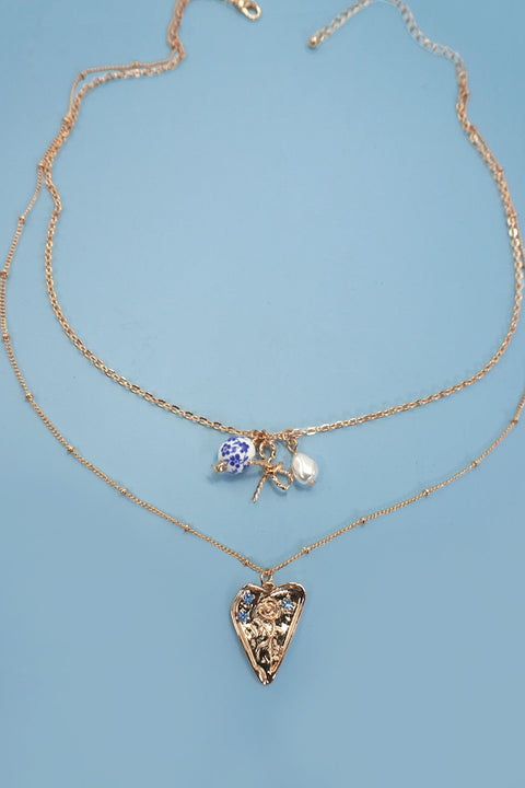 CERAMIC PORCELAIN LAYER CLUSTER CHARM NECKLACE | 80N91560