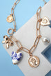 CERAMIC PORCELAIN BOW HEART CHARM LINK NECKLACE | 80N91547