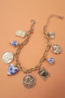 BLUE CERAMIC PORCELAIN COIN CROSS CHARM BRACELET | 80B1341