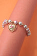 PINK CERAMIC PORCELAIN PEARL MIX HEART BRACELET | 80B1336