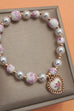 PINK CERAMIC PORCELAIN PEARL MIX HEART BRACELET | 80B1336