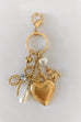 PORCELAIN BOW HEART TEDDY BEAR PEARL BAG CHARM | 80K012