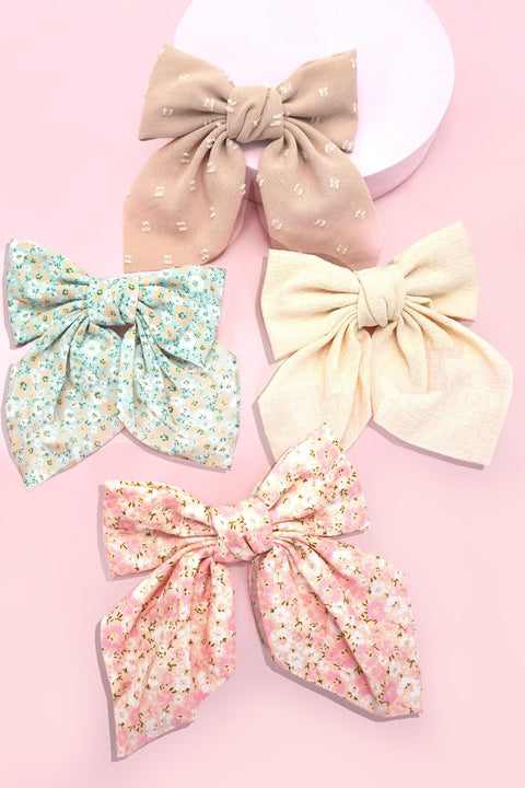 PRETTY DITSY ORGANZA BOW RIBBON HAIR CLIPS | 40H902