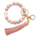 Natural Stone Beaded Key Ring Wristlet Bracelet | 40KC207