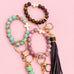 Natural Stone Beaded Key Ring Wristlet Bracelet | 40KC207