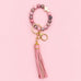 Natural Stone Beaded Key Ring Wristlet Bracelet | 40KC207