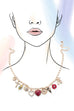 CHARM NECKLACE-BOW TOILE FLORAL RED HEART CROSS | 80N91655
