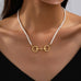 Horsebit Centerpiece Faux Pearl Strand Necklace | 80N95007