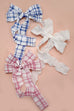 PRETTY TEXTURED CHECKER BOW RIBBON HAIR CLIPS | 40H925