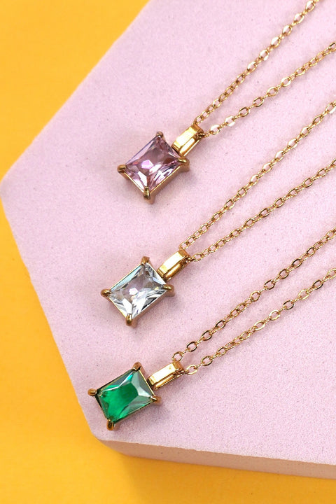 18K STAINLESS STEEL TARNISH FREE GLASS NECKLACE | 40NK9444