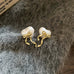 3D GOLD BOW HEART STUD EARRINGS | 40E362