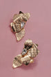 HALF FLOWER TEARDROP STONE STUD EARRINGS | 80E6648
