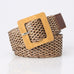 WOOD BUCKLE BRAIDED RECTANGLE LEATHER BELT | 40BT652
