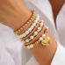 MULTILAYER BALL PEARL CHAIN BEAD HEART BRACELET | 40B5159