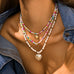 MULTI LAYER BEADED CHAIN HEART CHARM NECKLACE | 40NK9472