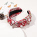 PLAID PEARL BEADED WIDE KNOTTED HEADBAND | 40HB169