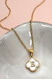 18K STAINLESS STEEL MOP CLOVER INITIAL NECKLACE | 40NK9487