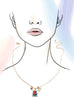 PORCELAIN CLUSTER CHARM BOW HEART NECKLACE | 80N91840