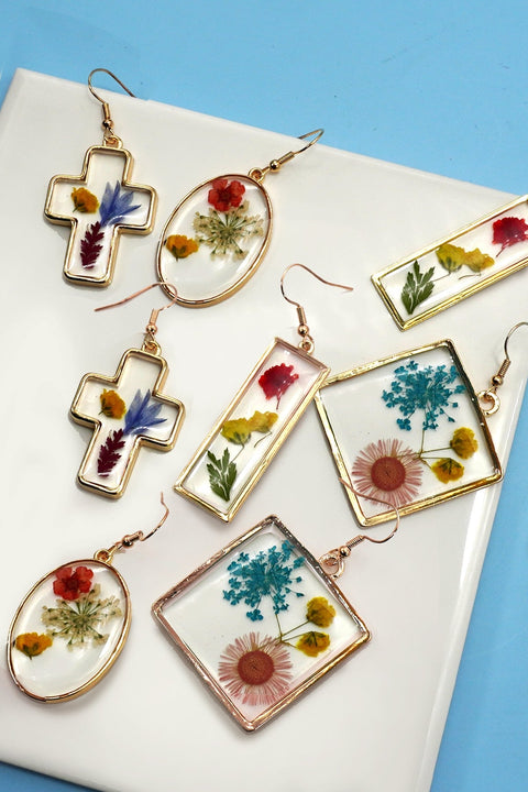 Vintage Dried Flower Earrings | 40E384