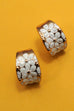 WHITE EPOXY FLOWER HOOP EARRINGS | 80E6942