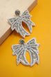CHRISTMAS HOLIDAY WHITE BOW BEADED EARRINGS | 91E2579
