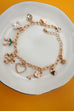 CHARM BRACELET-FLORAL CHERRY HEART BOW KEY | 80B1348