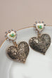 VINTAGE PORCELAIN FLOWER HEART DROP EARRINGS | 80E6973