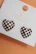 CHECKER HEART STUD EARRINGS | 80E61088