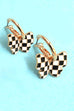CHECKER BUTTERFLY HUGGIE HOOP DROP EARRINGS | 80E61128