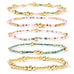 MULTI LAYER NATURAL STONE BALL CHAIN LINK BRACELET | 40B5182