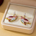 Pink Enamel Folk Art Bird Drop Earrings | 80E63565