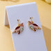 Pink Enamel Folk Art Bird Drop Earrings | 80E63565
