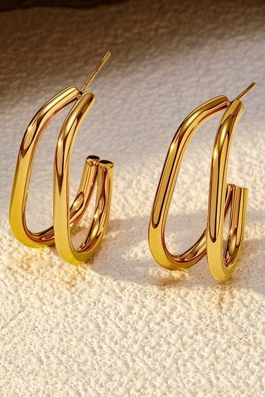 18K STAINLESS STEEL WATERPROOF TARNISH FREE HOOPS | 40E412