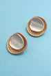 TWO TONE LAYERED WAVE ROUND STUD EARRINGS | 80E61204