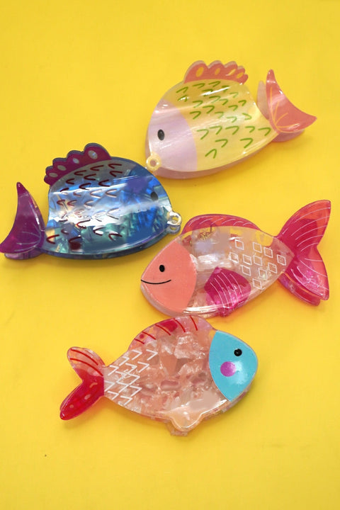 JUMBO VIBRANT OCEAN SEA FISH HAIR CLAW CLIPS | 40H987