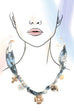 SCARF CHARM NECKLACE-FLOWER CROSS CERAMIC FLORAL | 80N92323